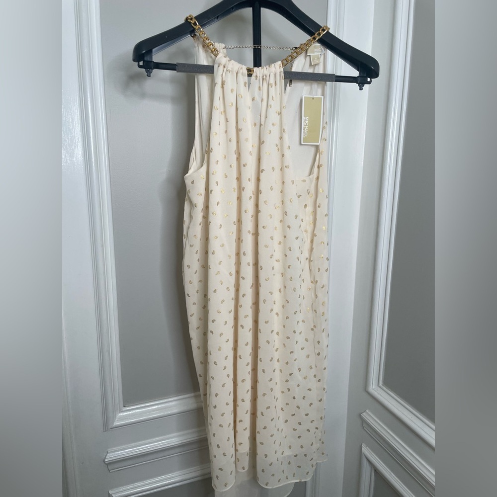 Michael Kors Cream Top with Gold Chain Detail - Picture 3 of 10